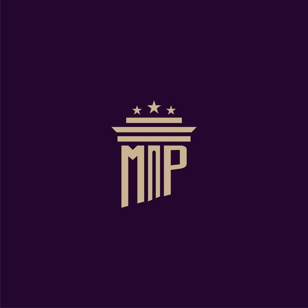 MP initial monogram logo design for lawfirm lawyers with pillar vector image