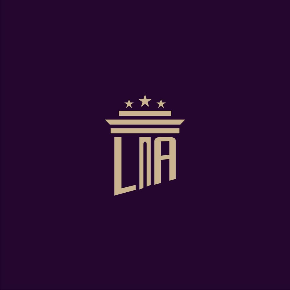 LA initial monogram logo design for lawfirm lawyers with pillar vector image
