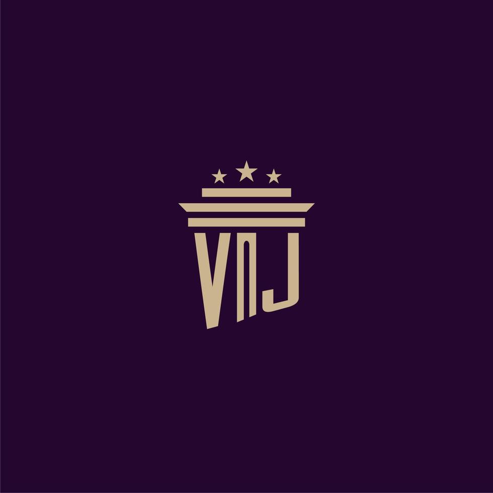 VJ initial monogram logo design for lawfirm lawyers with pillar vector image