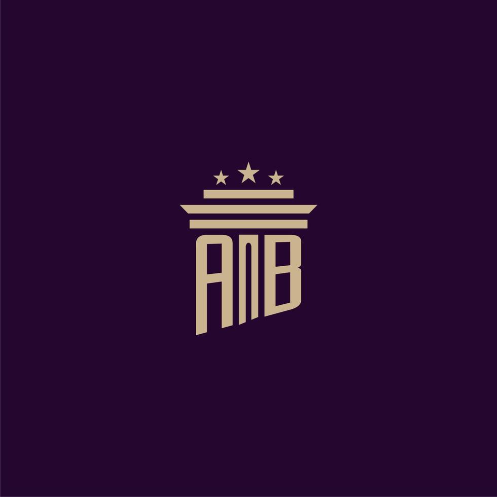 diseño de logotipo de monograma inicial ab para abogados de bufete de abogados con imagen de vector de pilar