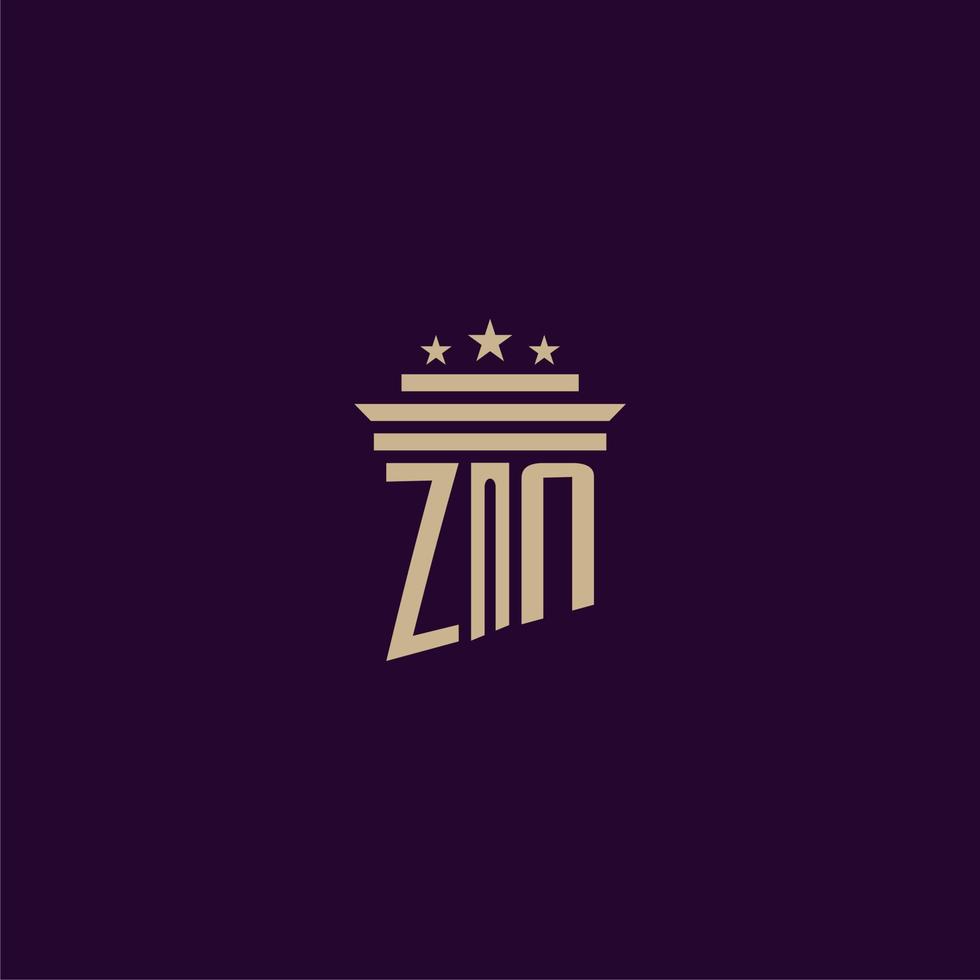 diseño de logotipo de monograma inicial zn para abogados de bufete de abogados con imagen de vector de pilar