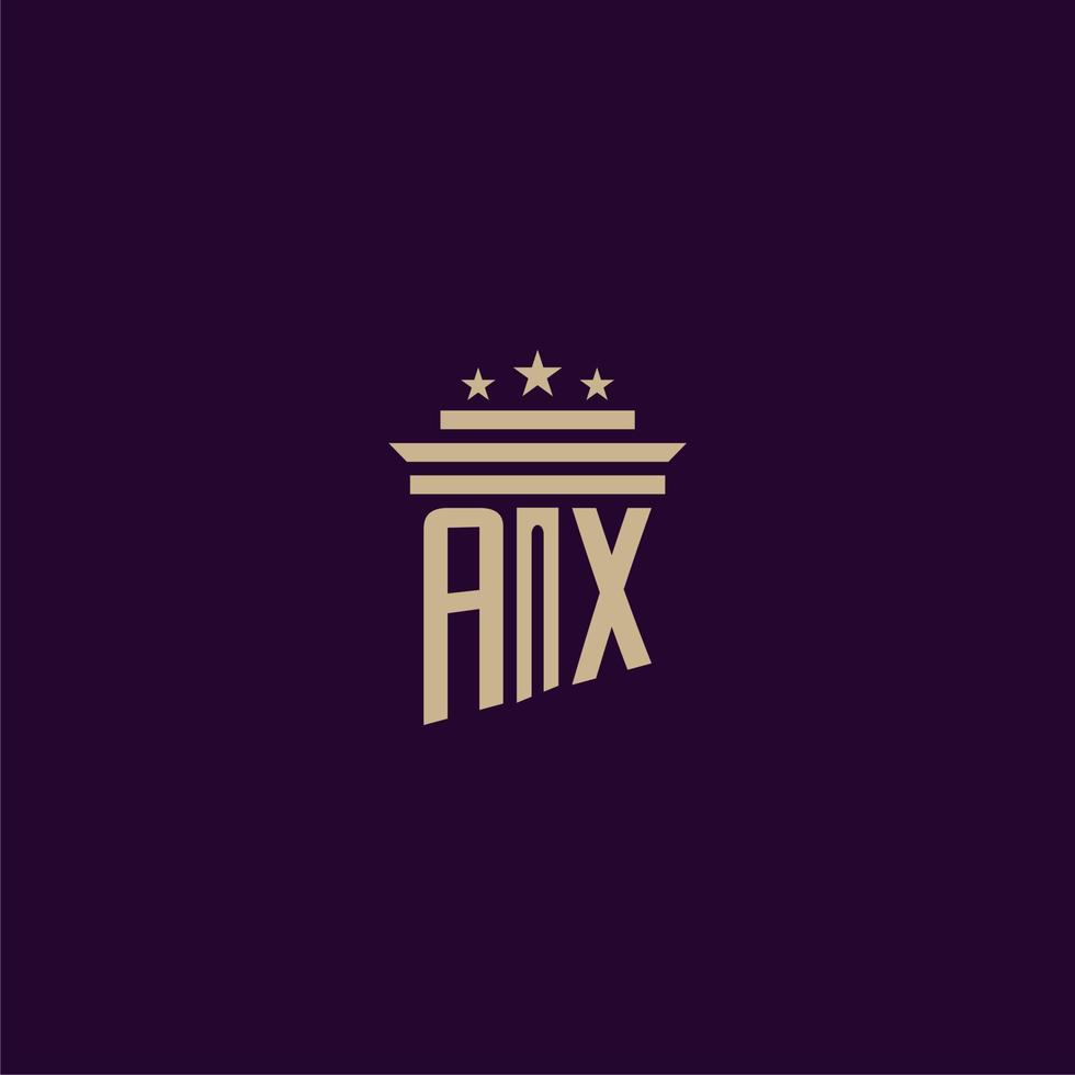 AX initial monogram logo design for lawfirm lawyers with pillar vector image