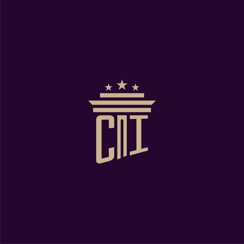 CI initial monogram logo design for lawfirm lawyers with pillar vector image