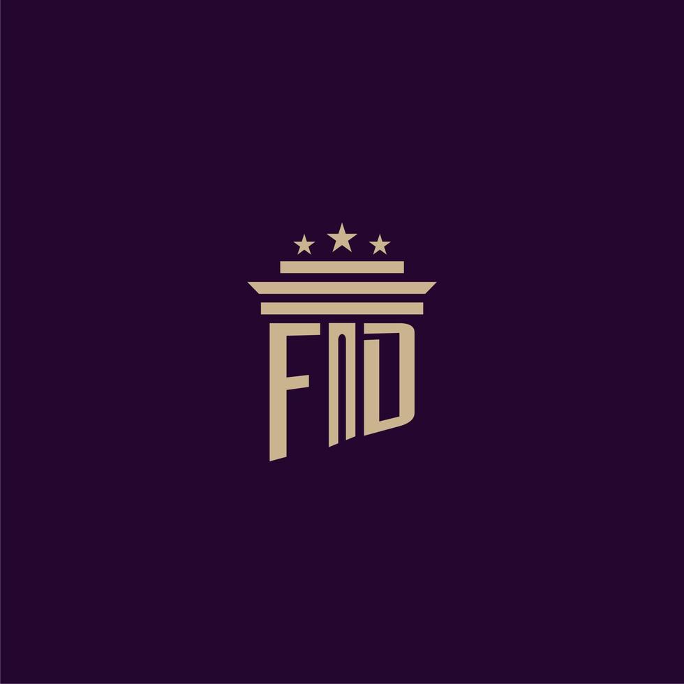 FD initial monogram logo design for lawfirm lawyers with pillar vector image