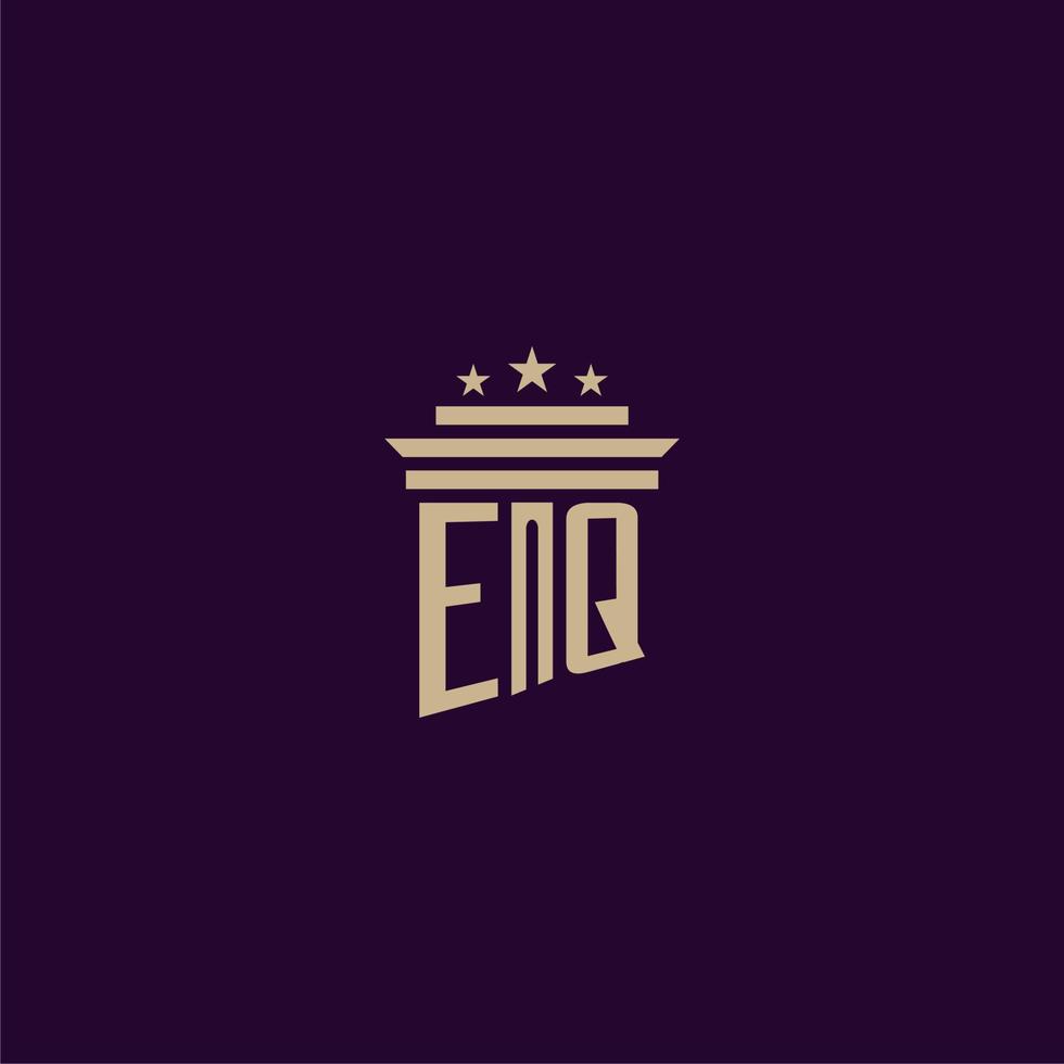 diseño de logotipo de monograma inicial eq para abogados de bufete de abogados con imagen de vector de pilar