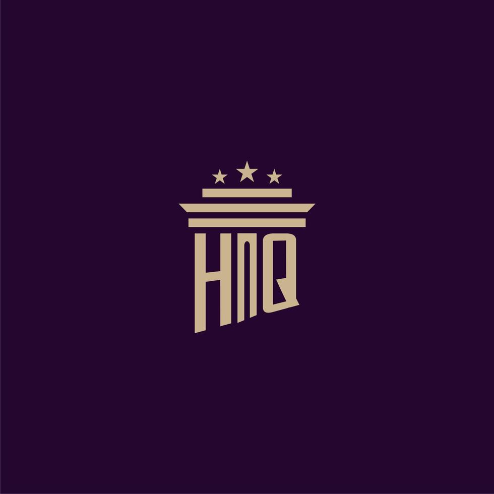 diseño de logotipo de monograma inicial hq para abogados de bufete de abogados con imagen de vector de pilar