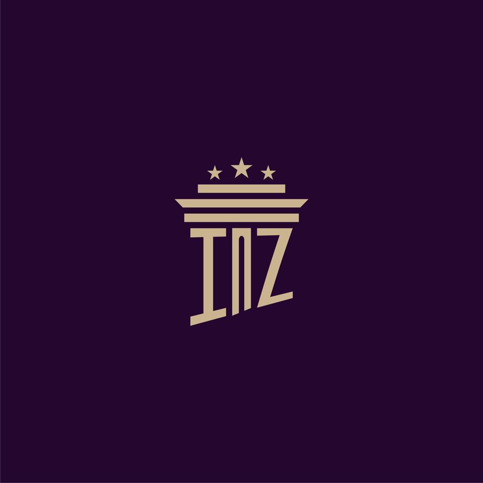 IZ initial monogram logo design for lawfirm lawyers with pillar vector image