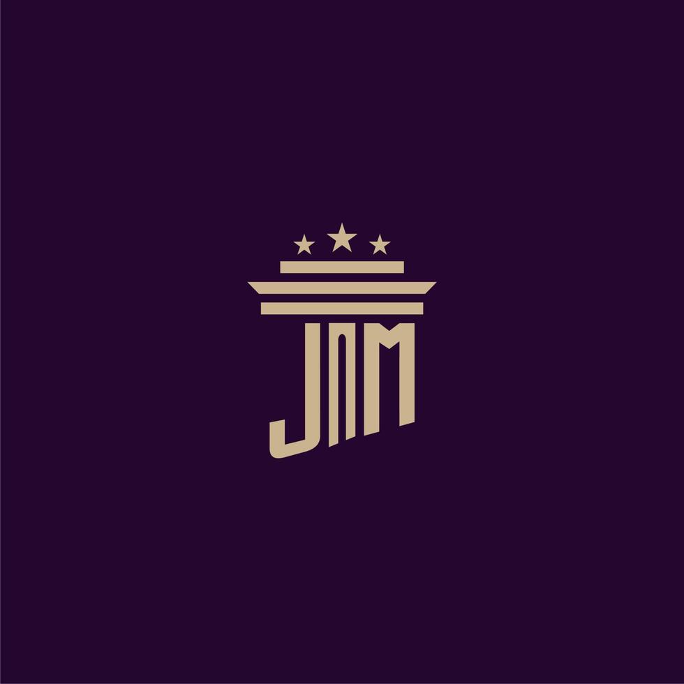 JM initial monogram logo design for lawfirm lawyers with pillar vector image