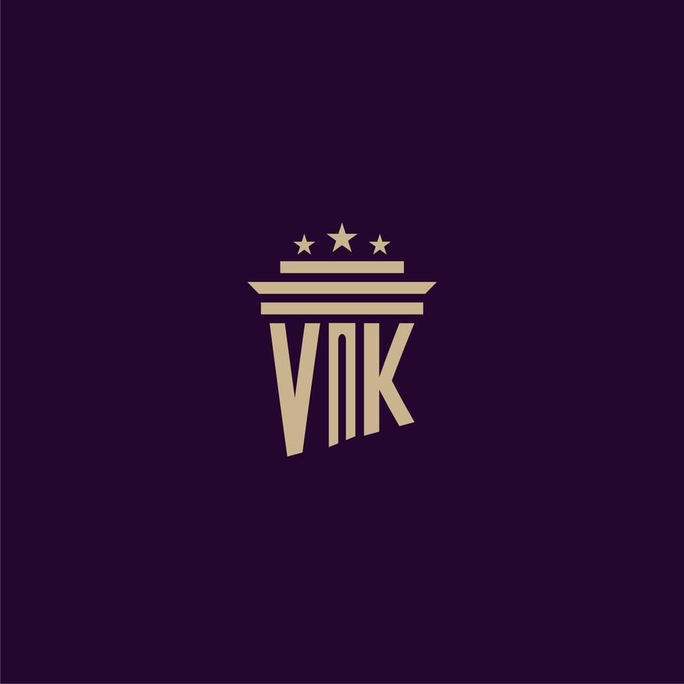 VK initial monogram logo design for lawfirm lawyers with pillar vector image