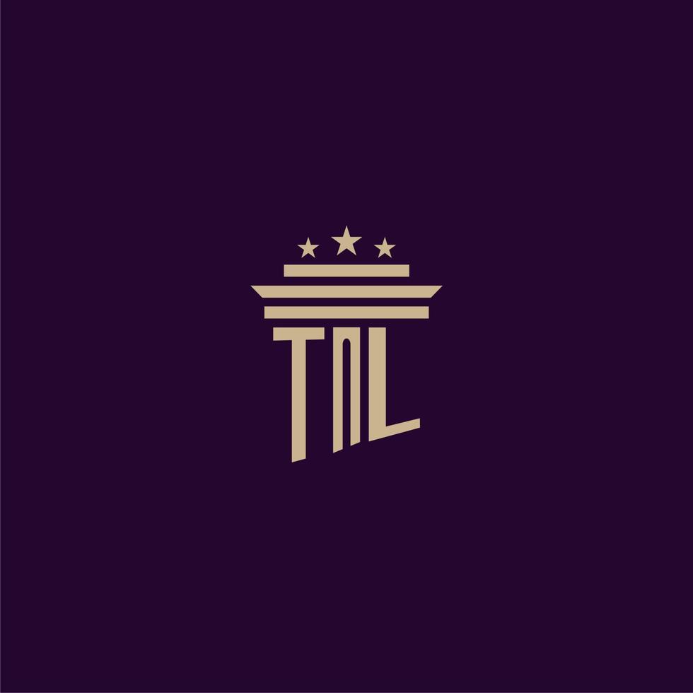 TL initial monogram logo design for lawfirm lawyers with pillar vector image