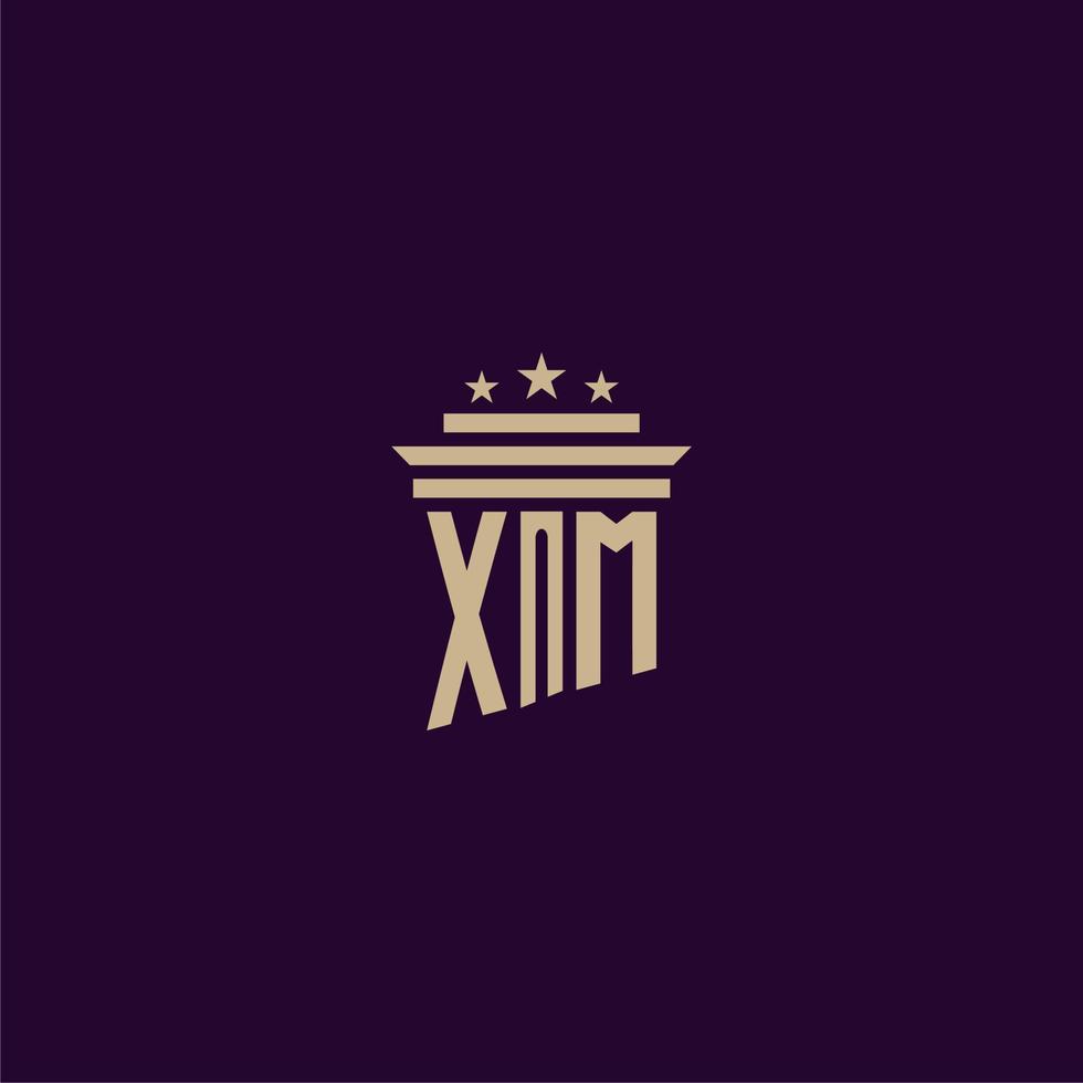 XM initial monogram logo design for lawfirm lawyers with pillar vector image