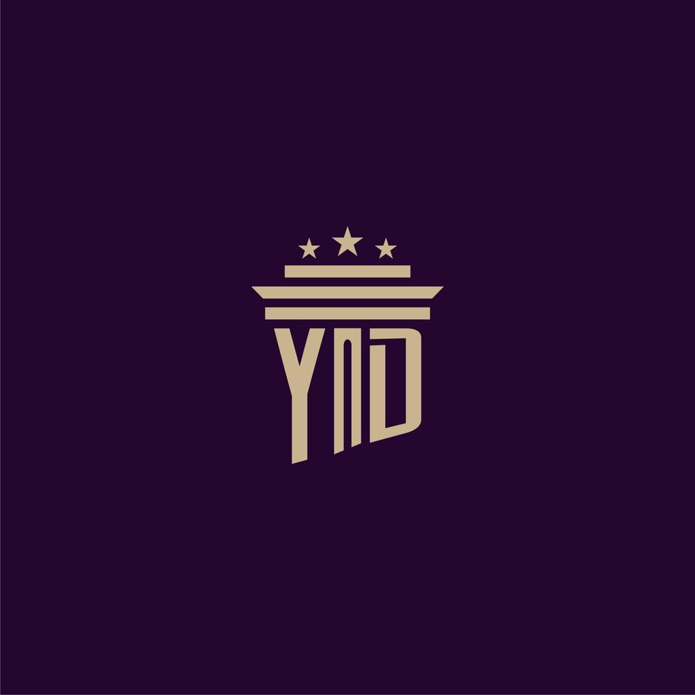 yd diseño de logotipo de monograma inicial para abogados de bufete de abogados con imagen de vector de pilar