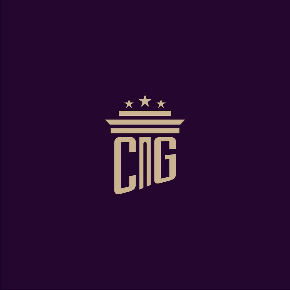 CG initial monogram logo design for lawfirm lawyers with pillar vector image