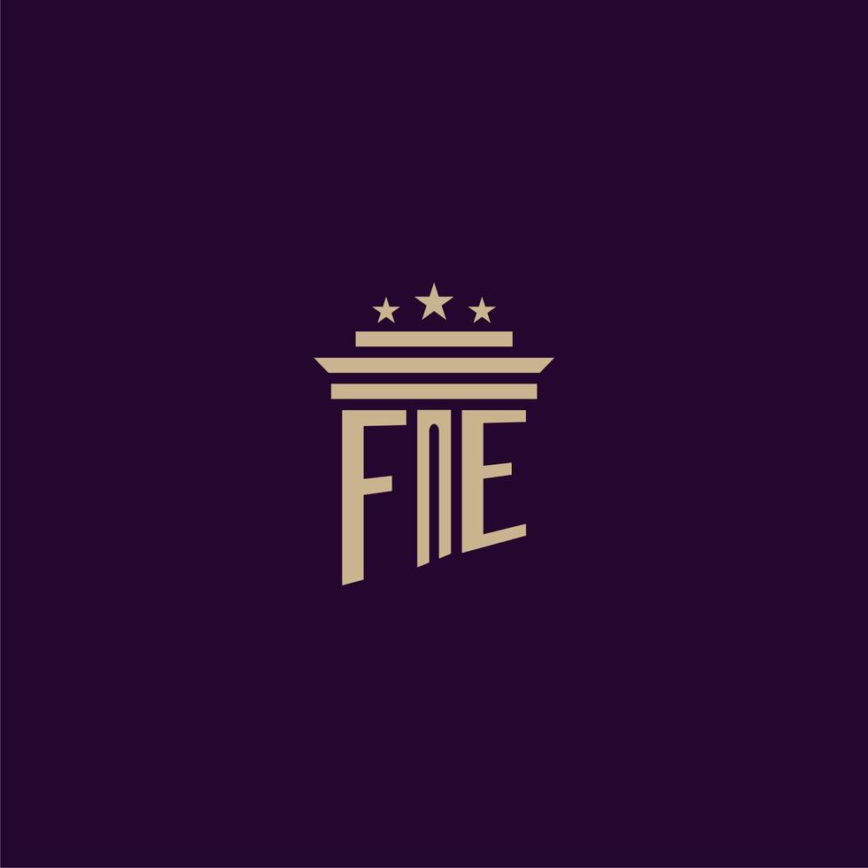 diseño de logotipo de monograma inicial fe para abogados de bufete de abogados con imagen de vector de pilar