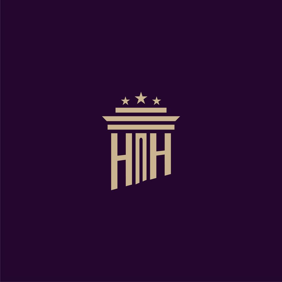 HH initial monogram logo design for lawfirm lawyers with pillar vector image