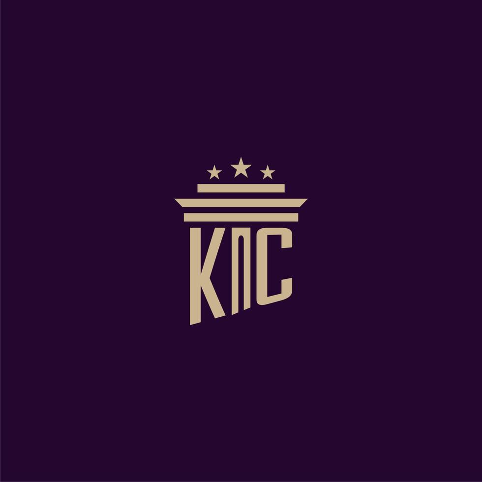 KC initial monogram logo design for lawfirm lawyers with pillar vector image