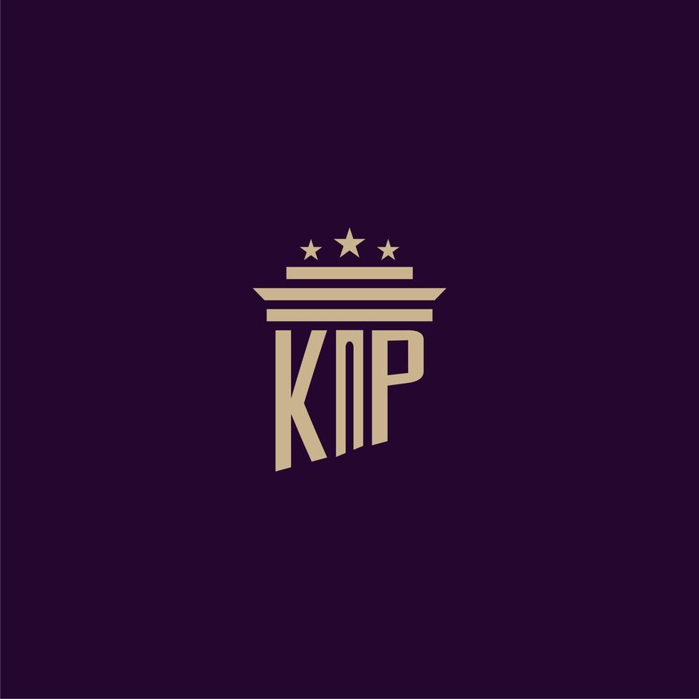 diseño de logotipo de monograma inicial de kp para abogados de bufete de abogados con imagen de vector de pilar