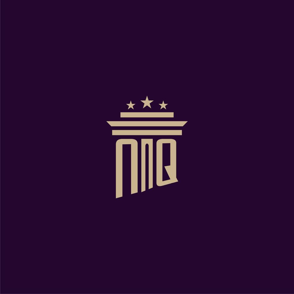 NQ initial monogram logo design for lawfirm lawyers with pillar vector image