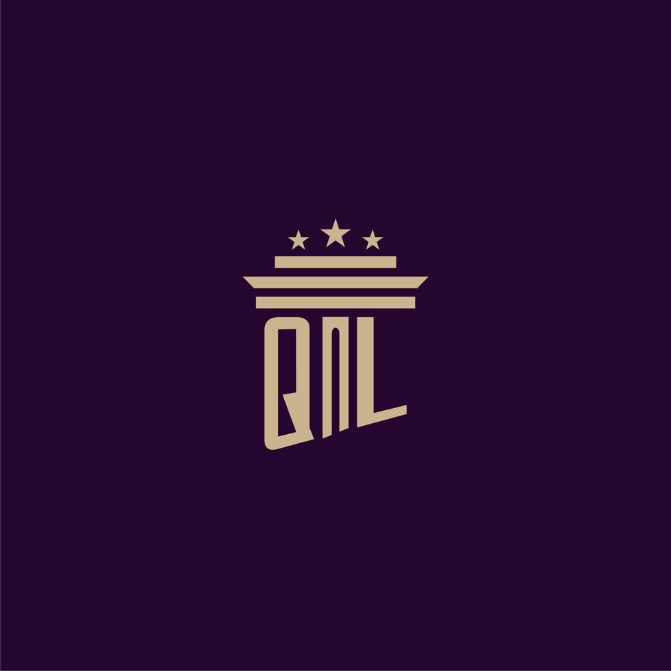 QL initial monogram logo design for lawfirm lawyers with pillar vector image
