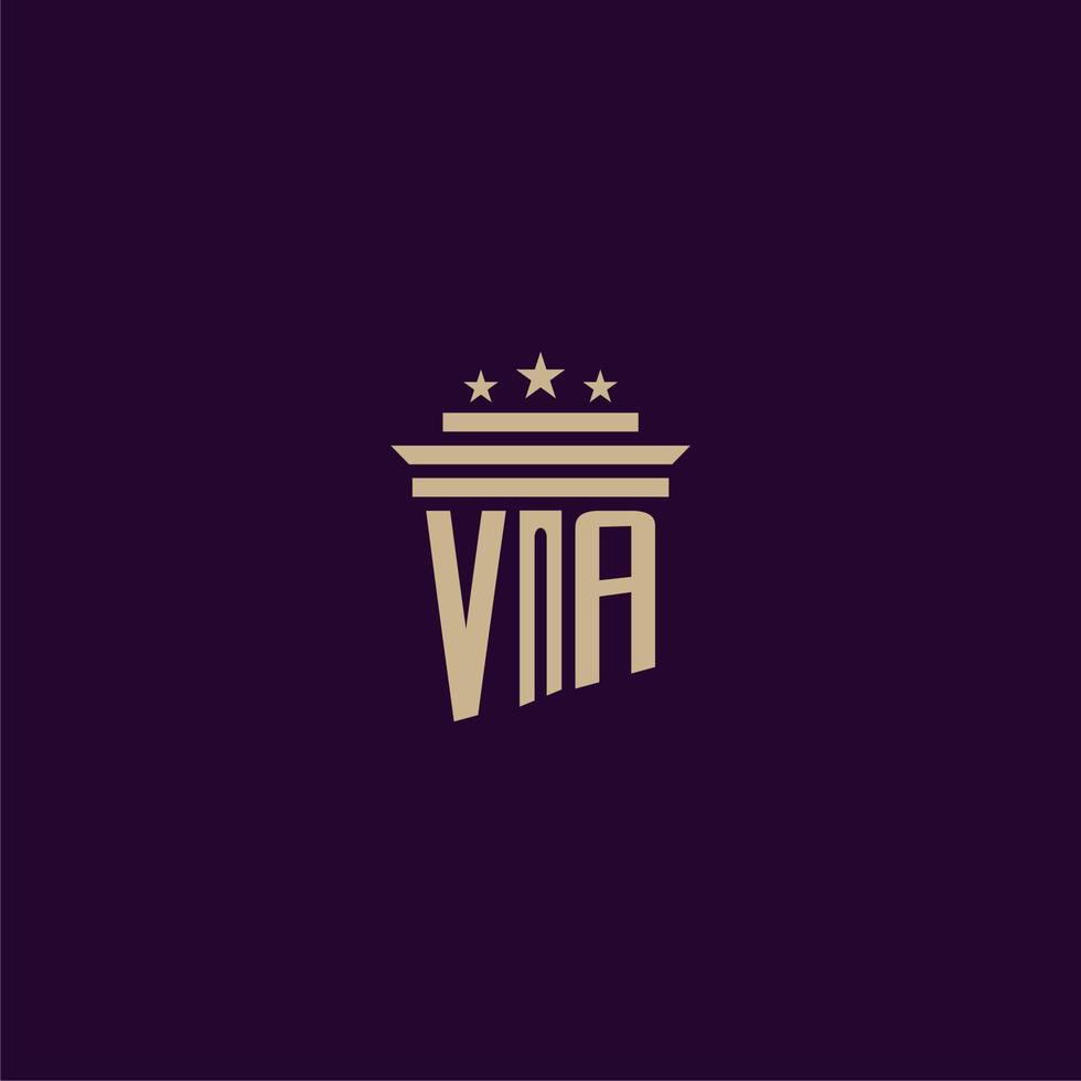 va diseño de logotipo de monograma inicial para abogados de bufete de abogados con imagen de vector de pilar