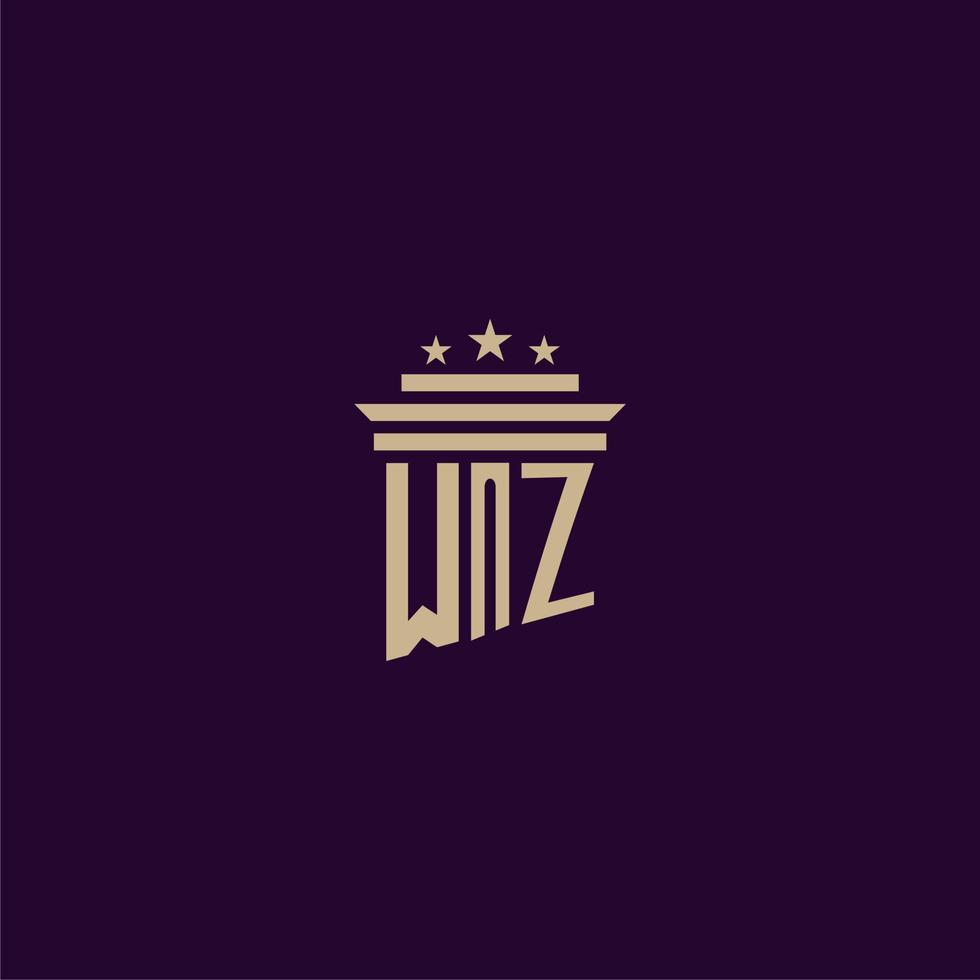 diseño de logotipo de monograma inicial wz para abogados de bufete de abogados con imagen de vector de pilar