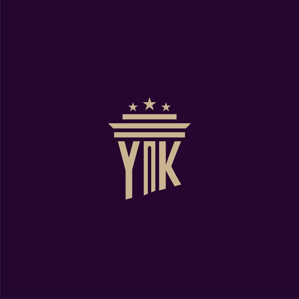 YK initial monogram logo design for lawfirm lawyers with pillar vector image