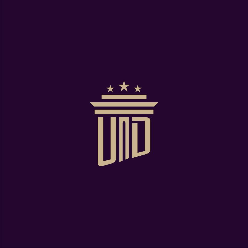 diseño de logotipo de monograma inicial ud para abogados de bufete de abogados con imagen de vector de pilar