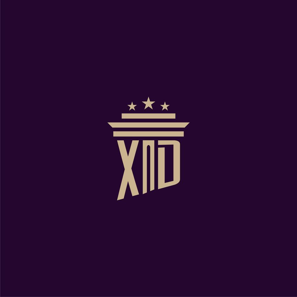 XD initial monogram logo design for lawfirm lawyers with pillar vector image