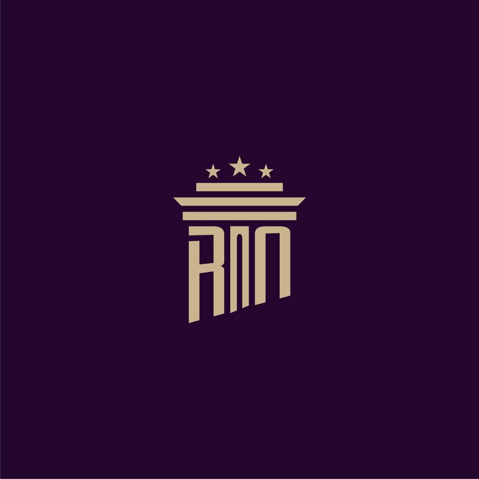 RN initial monogram logo design for lawfirm lawyers with pillar vector image