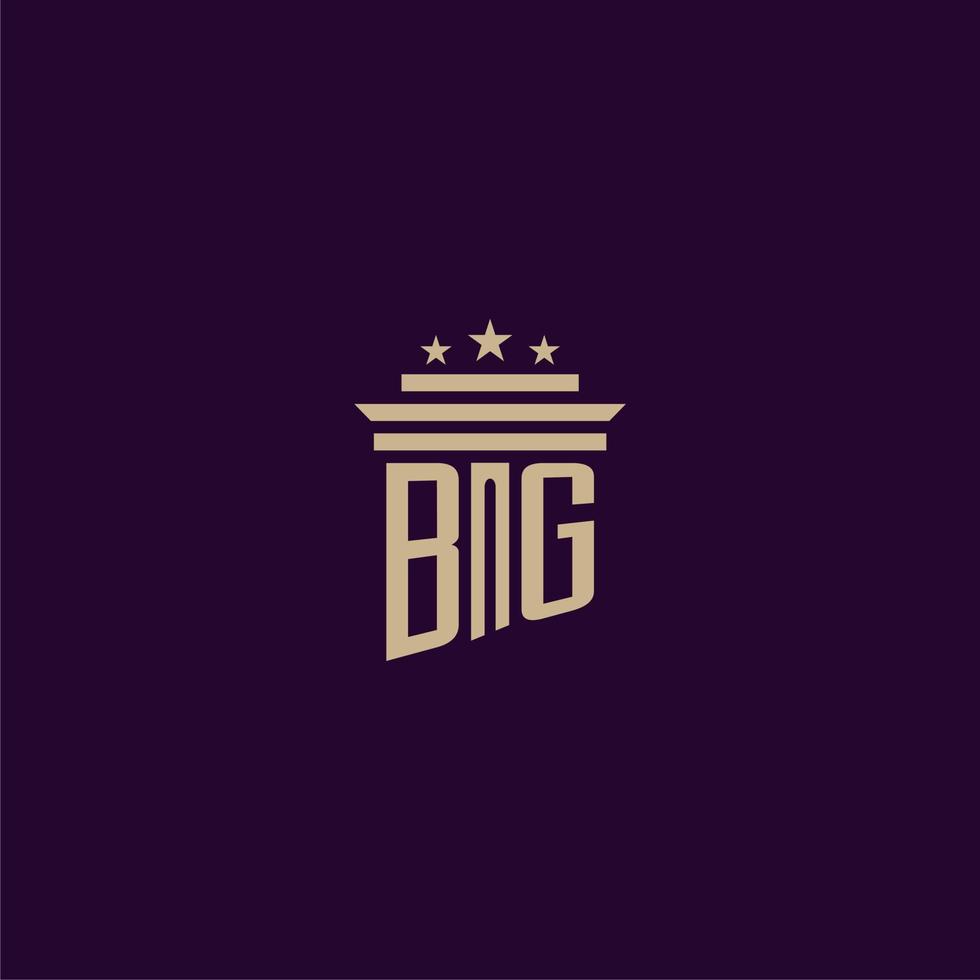 diseño de logotipo de monograma inicial bg para abogados de bufete de abogados con imagen de vector de pilar