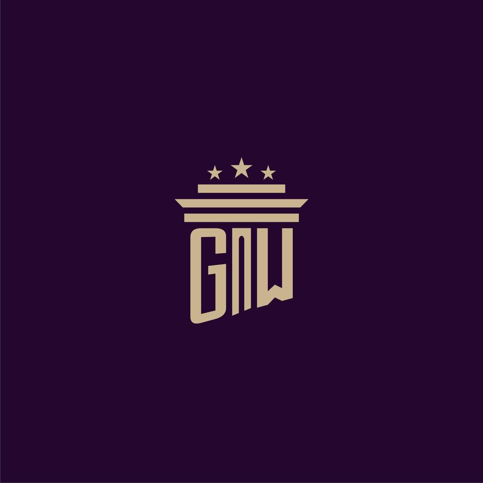 GW initial monogram logo design for lawfirm lawyers with pillar vector image