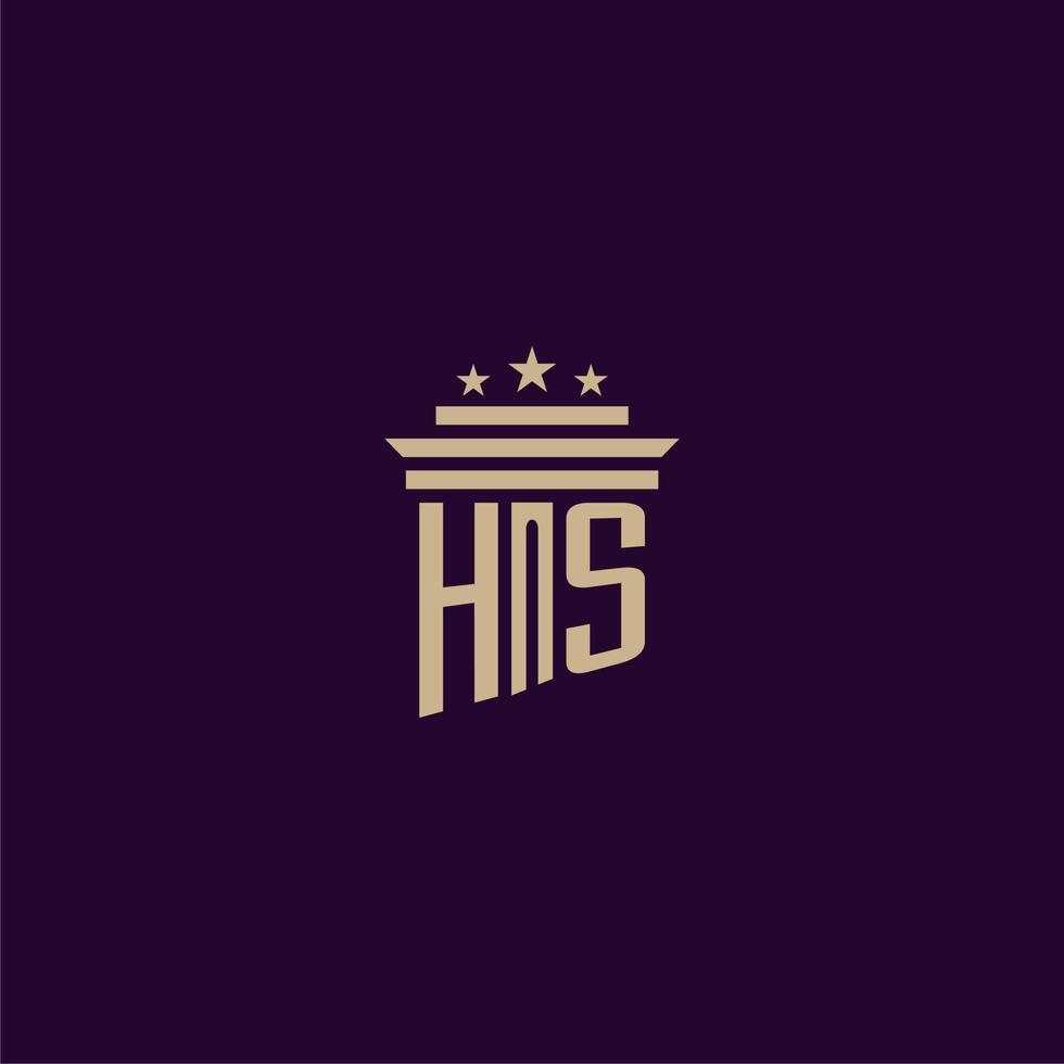 diseño de logotipo de monograma inicial de hs para abogados de bufete de abogados con imagen de vector de pilar