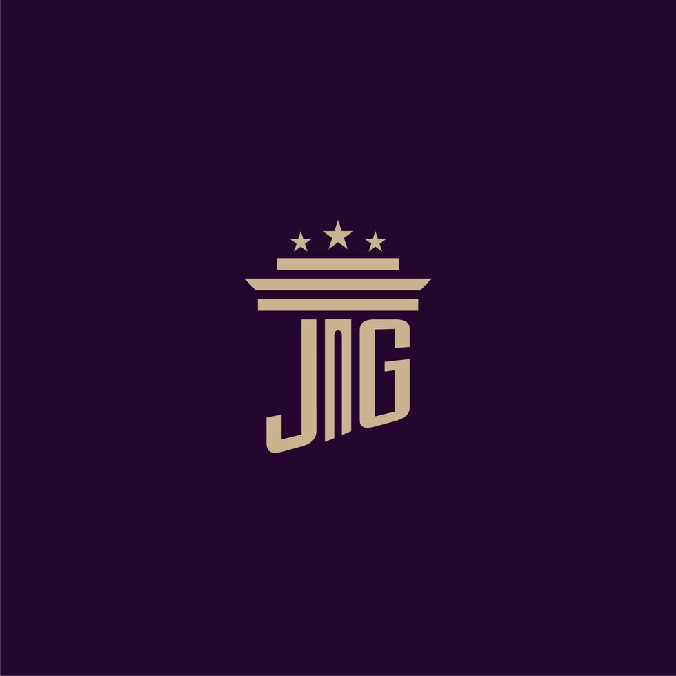 JG initial monogram logo design for lawfirm lawyers with pillar vector image