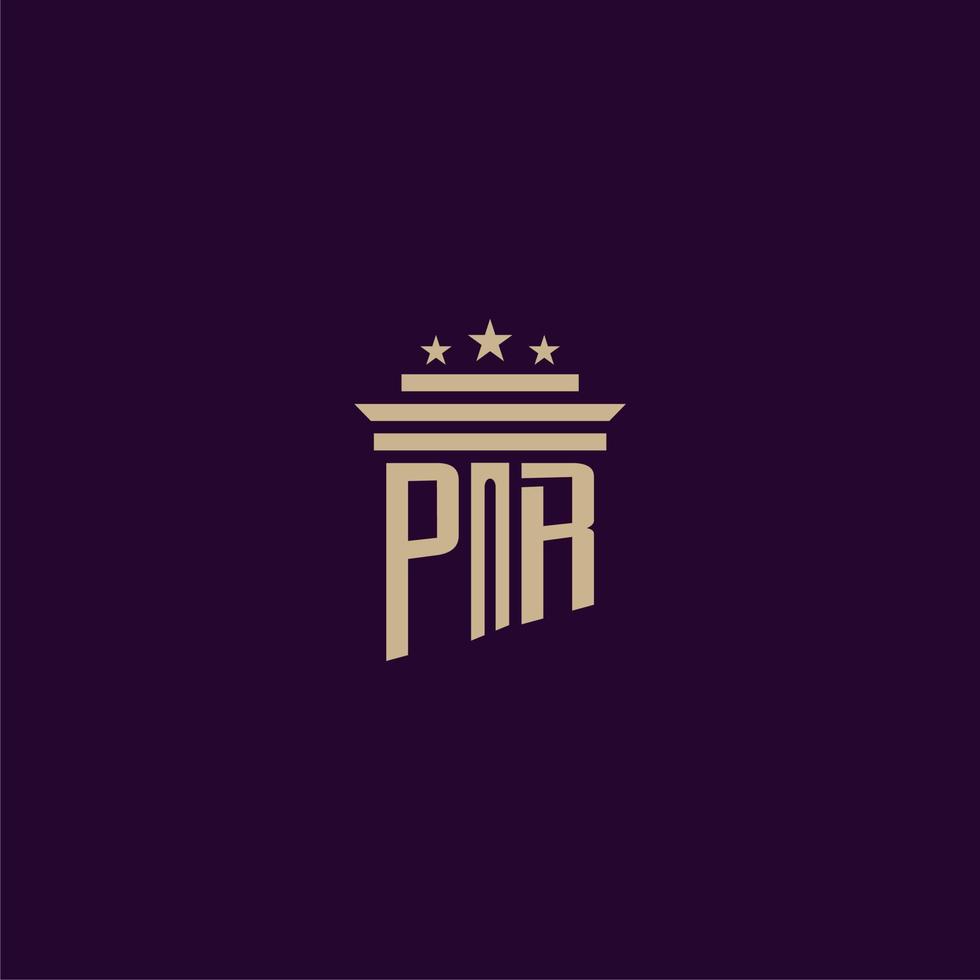 diseño de logotipo de monograma inicial de pr para abogados de bufete de abogados con imagen de vector de pilar