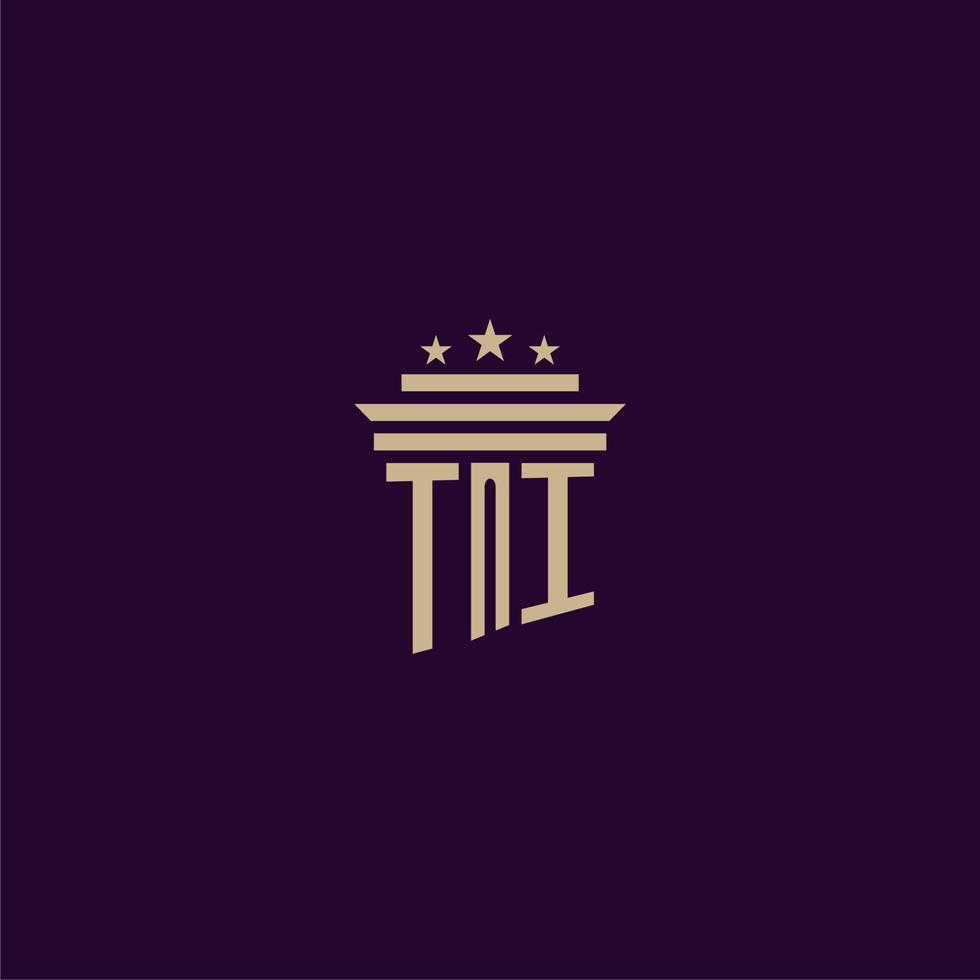 TI initial monogram logo design for lawfirm lawyers with pillar vector image