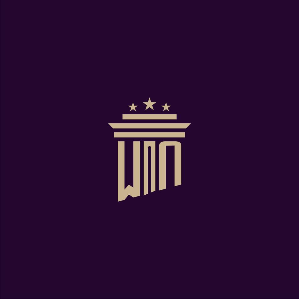 WN initial monogram logo design for lawfirm lawyers with pillar vector image