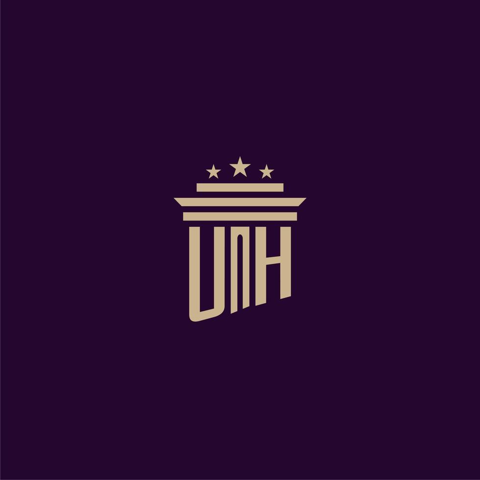 UH initial monogram logo design for lawfirm lawyers with pillar vector image