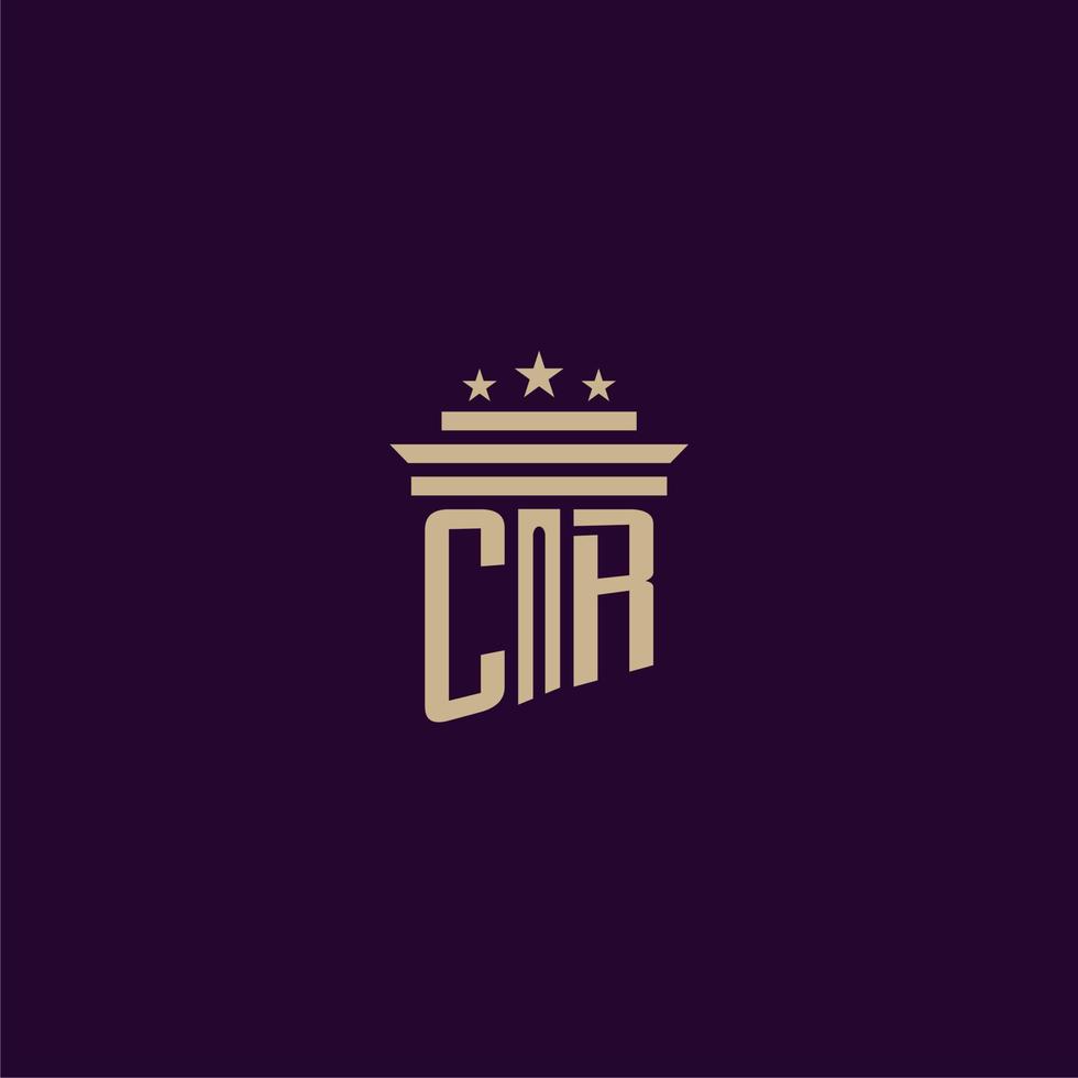 CR initial monogram logo design for lawfirm lawyers with pillar vector image