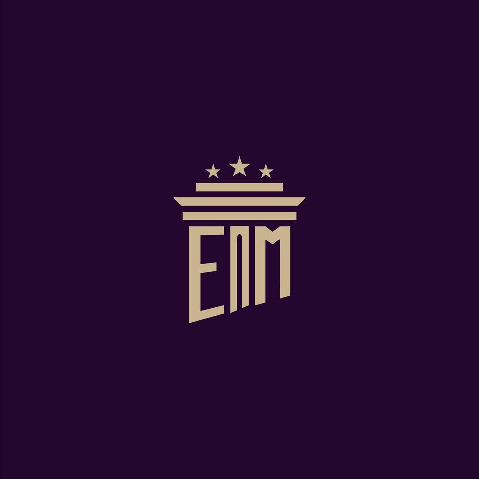 EM initial monogram logo design for lawfirm lawyers with pillar vector image