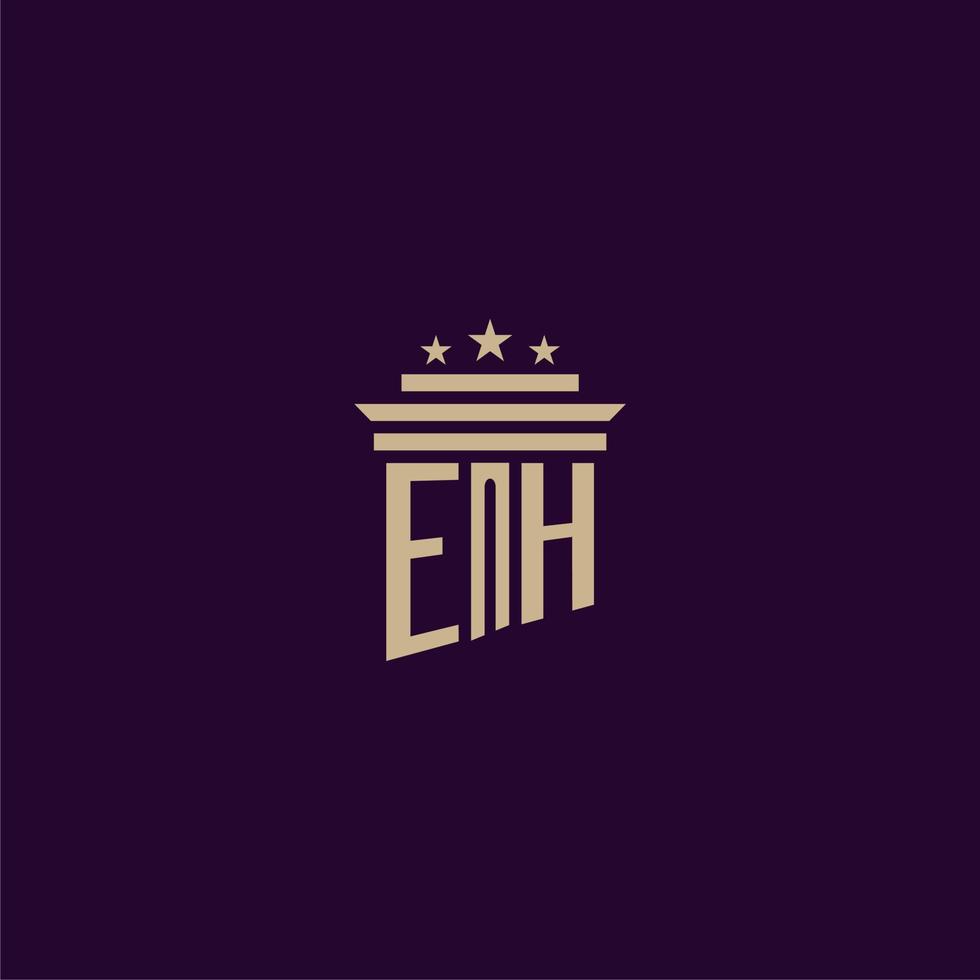 EH initial monogram logo design for lawfirm lawyers with pillar vector image