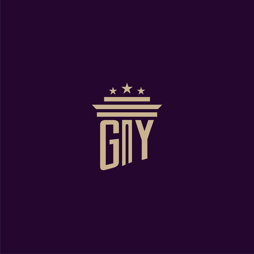 diseño de logotipo de monograma inicial de gy para abogados de bufete de abogados con imagen de vector de pilar