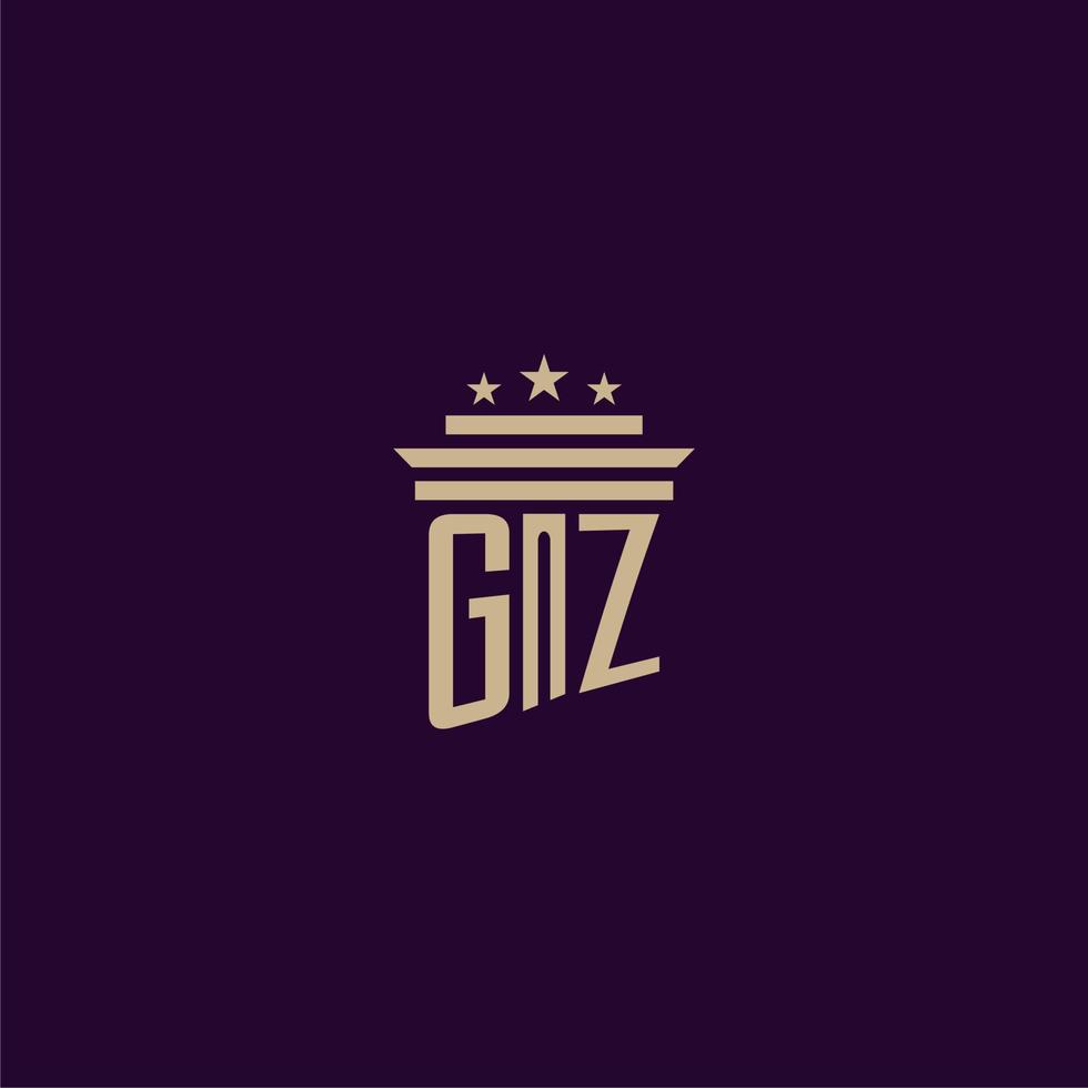 diseño de logotipo de monograma inicial gz para abogados de bufete de abogados con imagen de vector de pilar