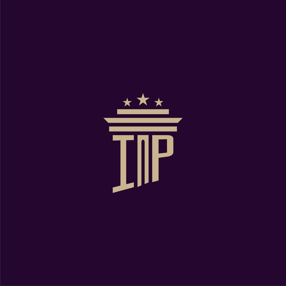 diseño de logotipo de monograma inicial de ip para abogados de bufete de abogados con imagen de vector de pilar