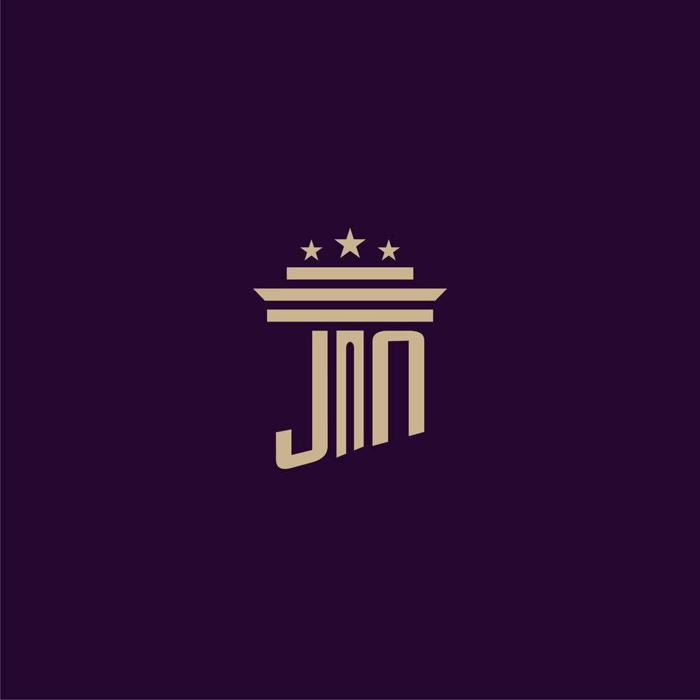 JN initial monogram logo design for lawfirm lawyers with pillar vector image