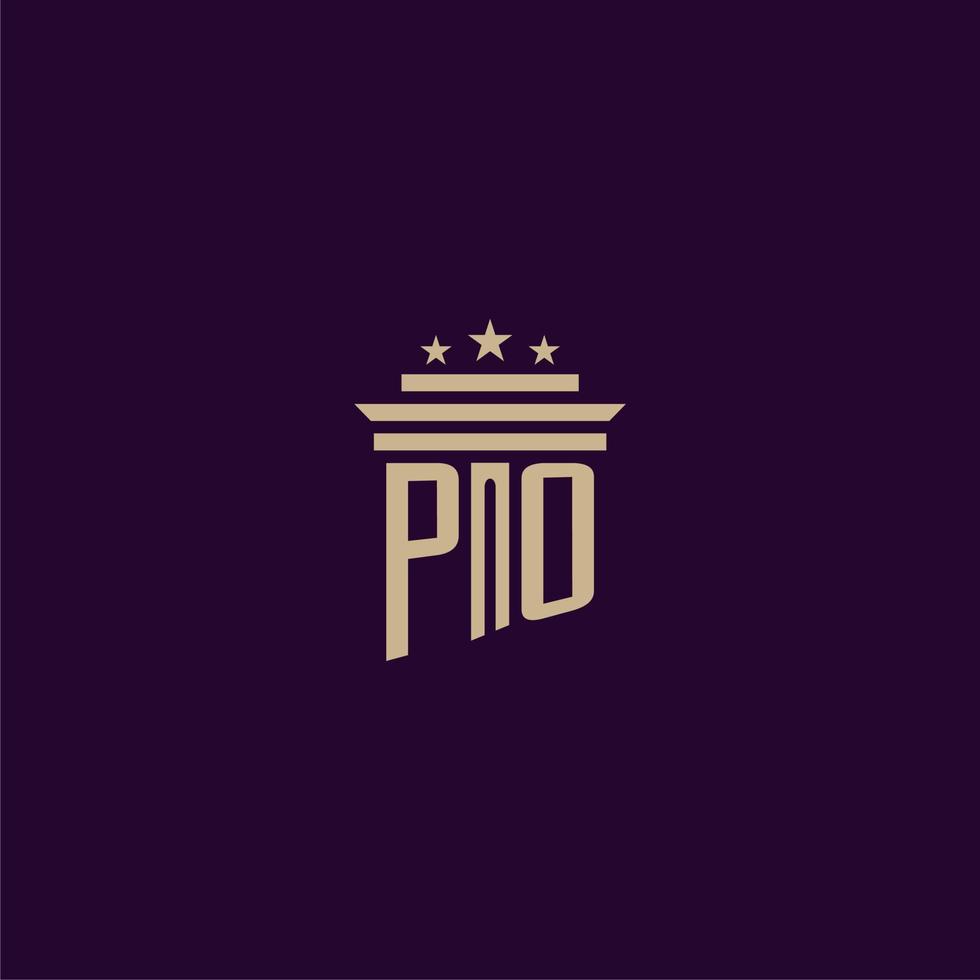 PO initial monogram logo design for lawfirm lawyers with pillar vector image