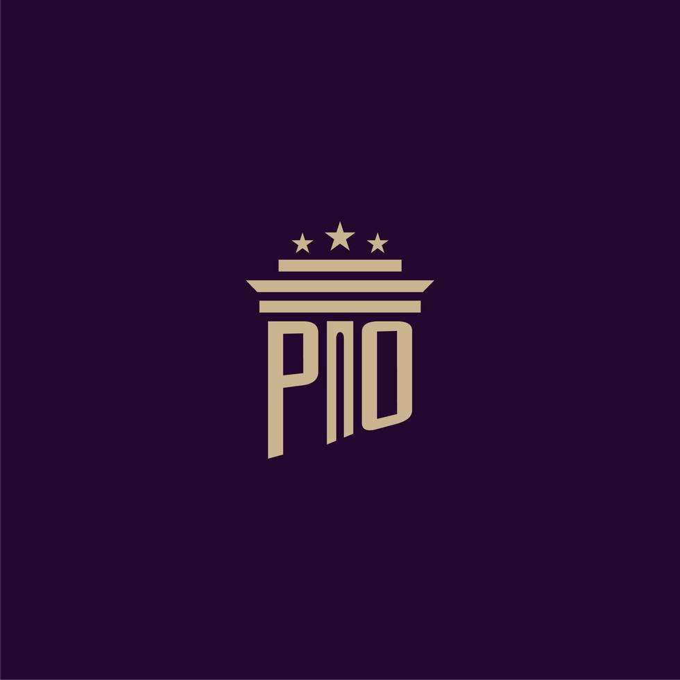 diseño de logotipo de monograma inicial po para abogados de bufete de abogados con imagen de vector de pilar