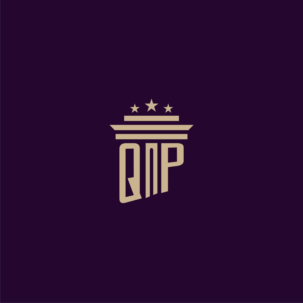 QP initial monogram logo design for lawfirm lawyers with pillar vector image