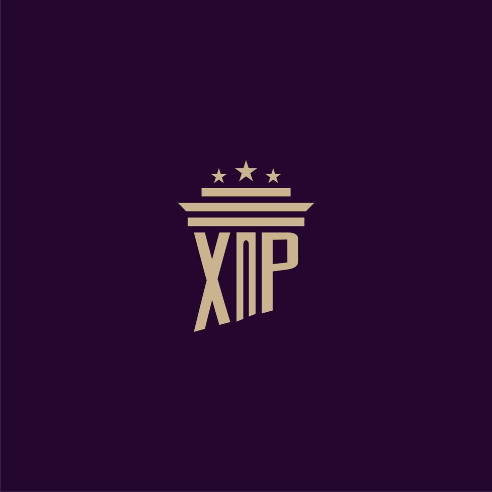 XP initial monogram logo design for lawfirm lawyers with pillar vector image