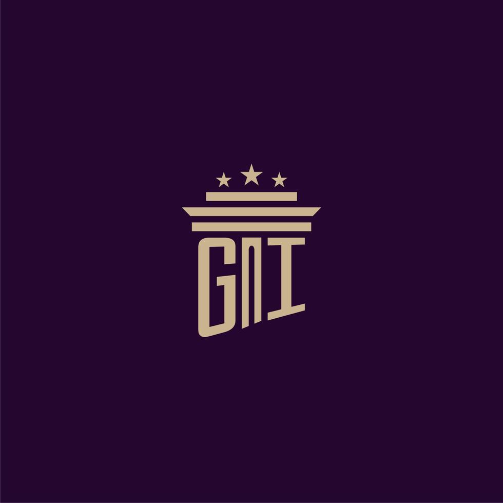 diseño de logotipo de monograma inicial gi para abogados de bufete de abogados con imagen de vector de pilar
