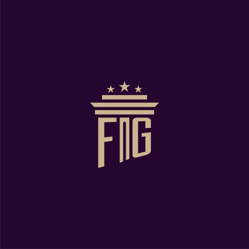 FG initial monogram logo design for lawfirm lawyers with pillar vector image